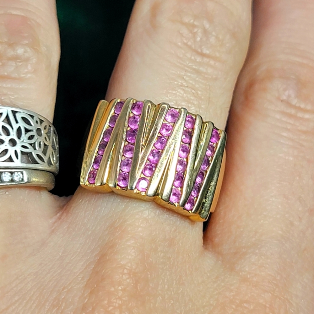PINK SAPPHIRE ROSS SIMONS GOLD OVER STERLING SILVER VERMEIL 925 SIZE 8 (004RING)